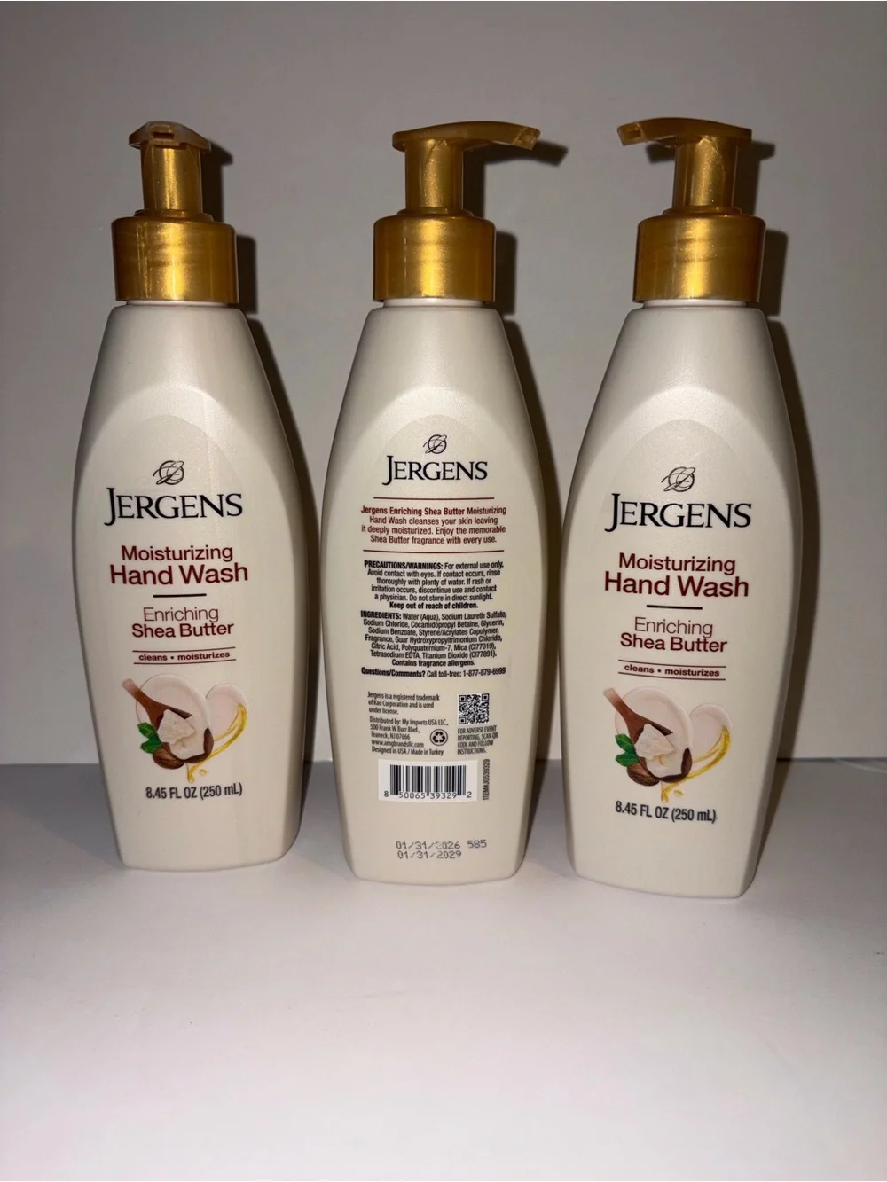 Jergens Hand Wash Enriching Shea Butter Liquid Soap 8.45 oz Set Of 3